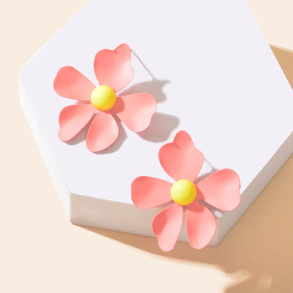 Romantic Blue Pink Flower Stud Earrings for Women Party Daily Holiday Jewelry-2