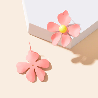 Romantic Blue Pink Flower Stud Earrings for Women Party Daily Holiday Jewelry-3