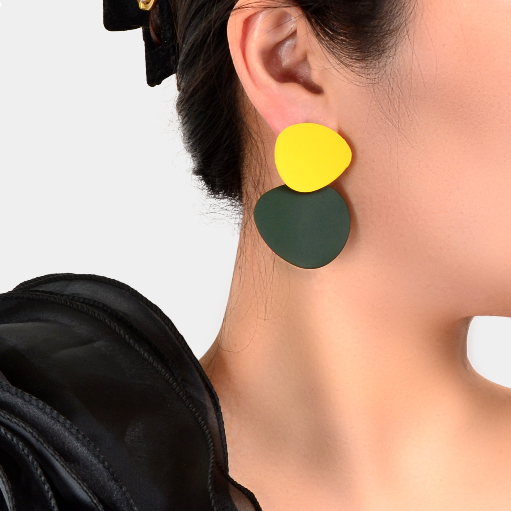 Yellow Dark Green Geometric Big Earrings Women Social gatherings Jewelry-0