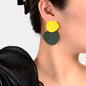 Yellow Dark Green Geometric Big Earrings Women Social gatherings Jewelry-0