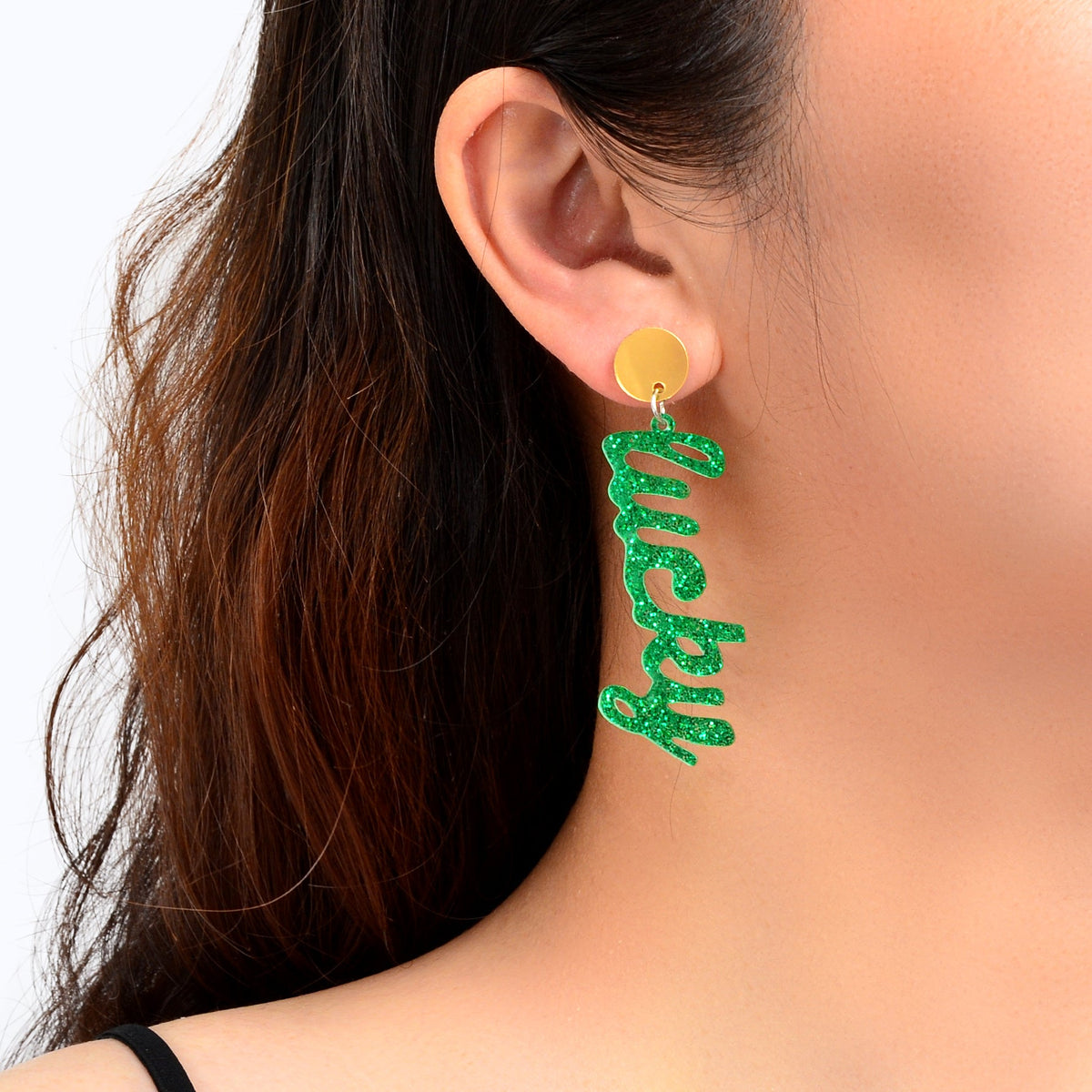 Fashion Acrylic Green Letter Drop Earrings for Women Festival Party Jewelry-0