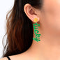 Fashion Acrylic Green Letter Drop Earrings for Women Festival Party Jewelry-0