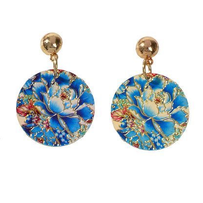 Ethnic Jewellery Blue Flower Round Drop Earrings Bohemian Women Accessories Gift-4