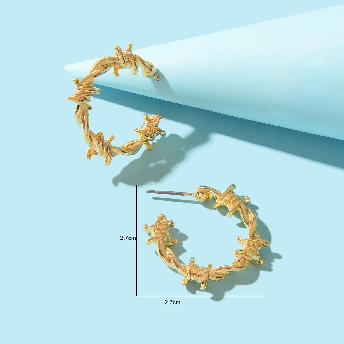 Gold Metal Geometric Small Hoop Earrings Women Accessories Ear Stud Jewellery-3
