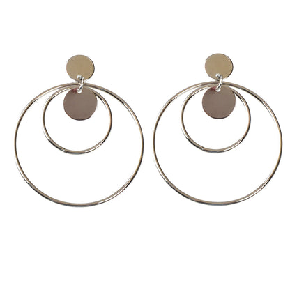 Fashion Gold Silver Circle Disc Charm Dangle Hoop Earrings Stunning Accessories-5