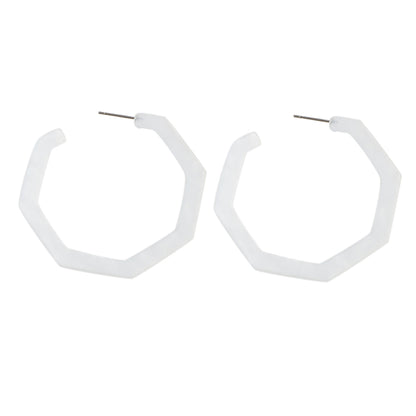 White Acrylic Geometric Hoop Earrings Stunning Jewellery Teen Party Accessories-4