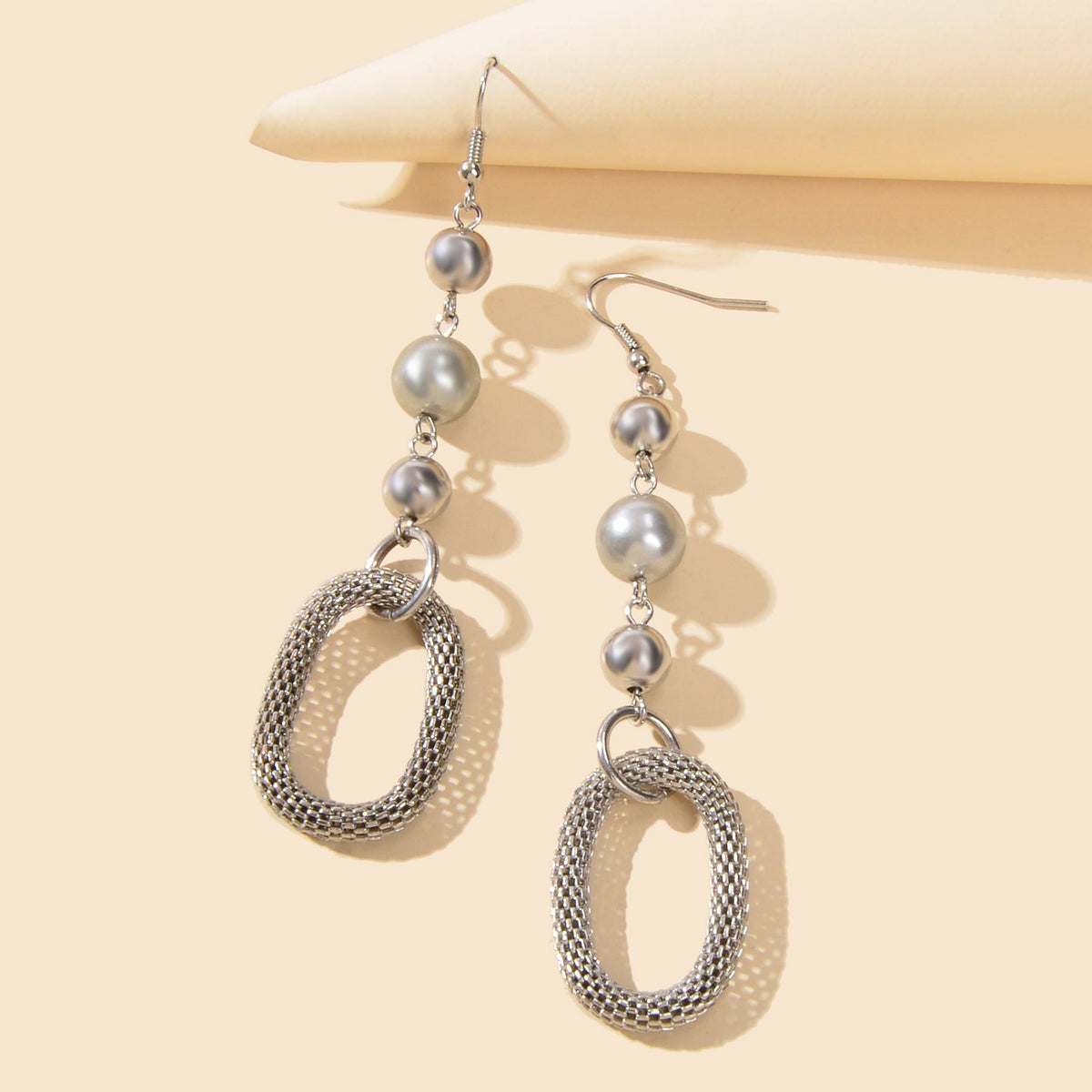 Party Decoration Punk Silver Beads Circle Dangle Statement Women Earrings Gift-1