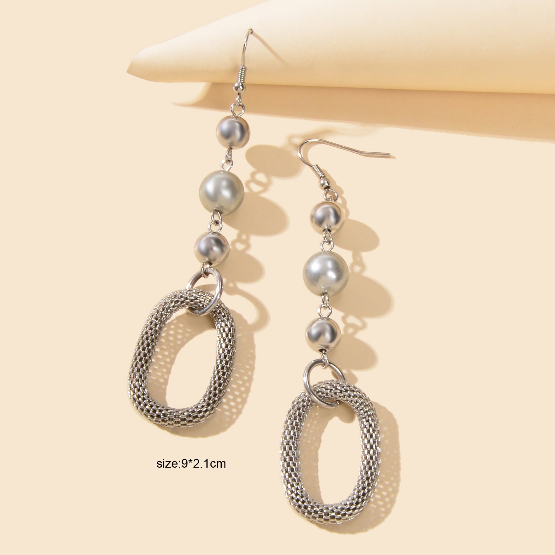 Party Decoration Punk Silver Beads Circle Dangle Statement Women Earrings Gift-2