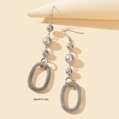 Party Decoration Punk Silver Beads Circle Dangle Statement Women Earrings Gift-2