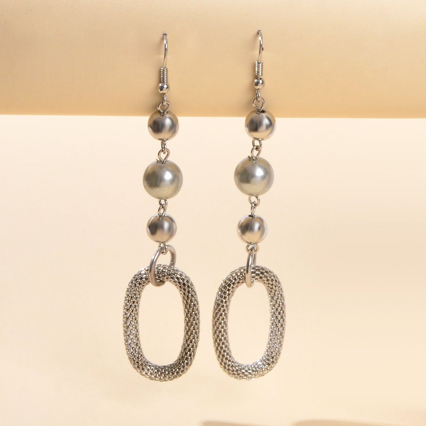 Party Decoration Punk Silver Beads Circle Dangle Statement Women Earrings Gift-3