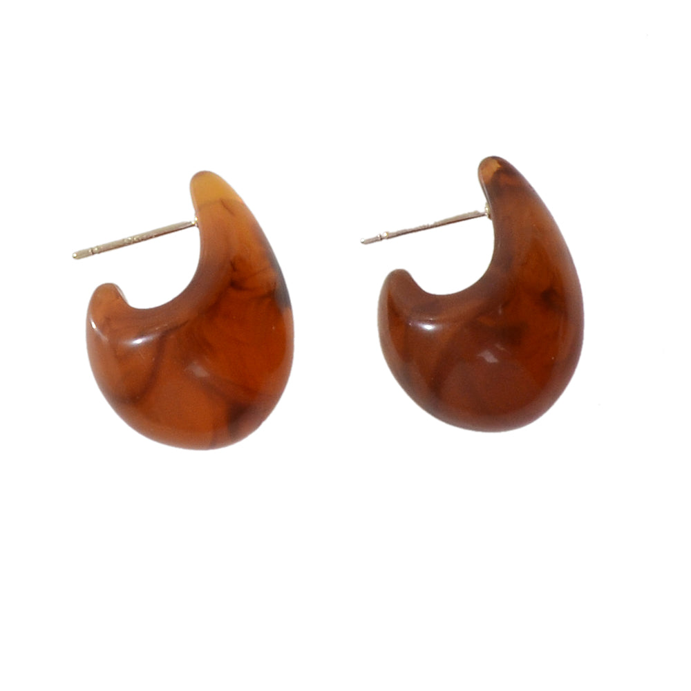 Ethnic Jewellery Green Brown Cute Geometric Hypoallergenic Huggie Stud Earrings-4
