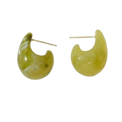 Ethnic Jewellery Green Brown Cute Geometric Hypoallergenic Huggie Stud Earrings-5