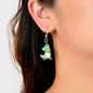 Personality Jewelry Cute Cartoon Design Green Acrylic Dinosaur Dangle Earrings-0