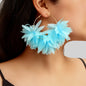 Lace Fabric Flower Big Hoop Exaggerated Earrings Girl Holiday Bohemian Jewellery-2