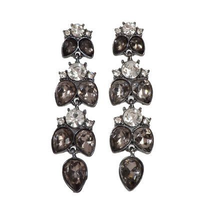 Textured Luxurious Shining Crystal Zircon Flower Water Drop Party Earrings Gift-4