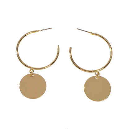 Punk Jewellery Gold Silver Round Disc Geometric Hoop Earrings Women Accessories-5