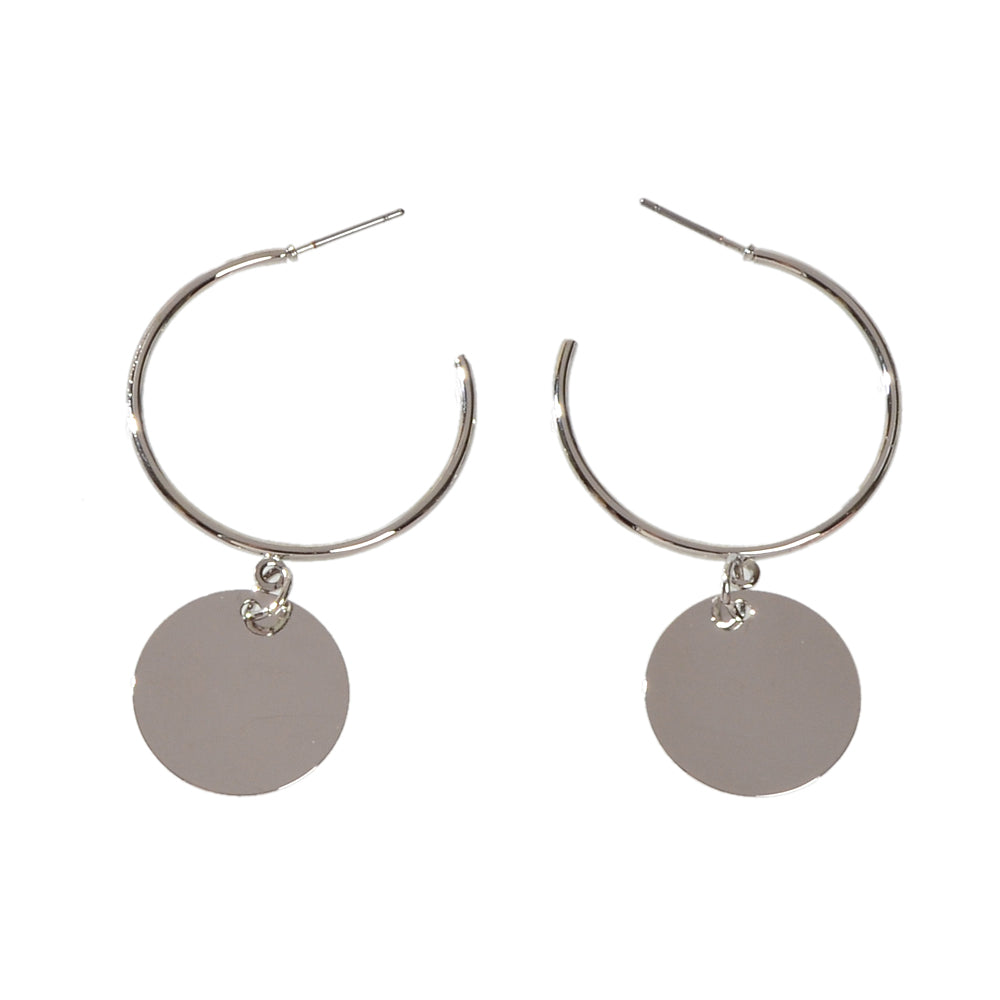 Punk Jewellery Gold Silver Round Disc Geometric Hoop Earrings Women Accessories-3