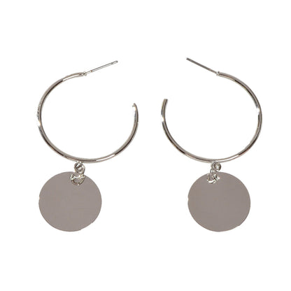 Punk Jewellery Gold Silver Round Disc Geometric Hoop Earrings Women Accessories-3