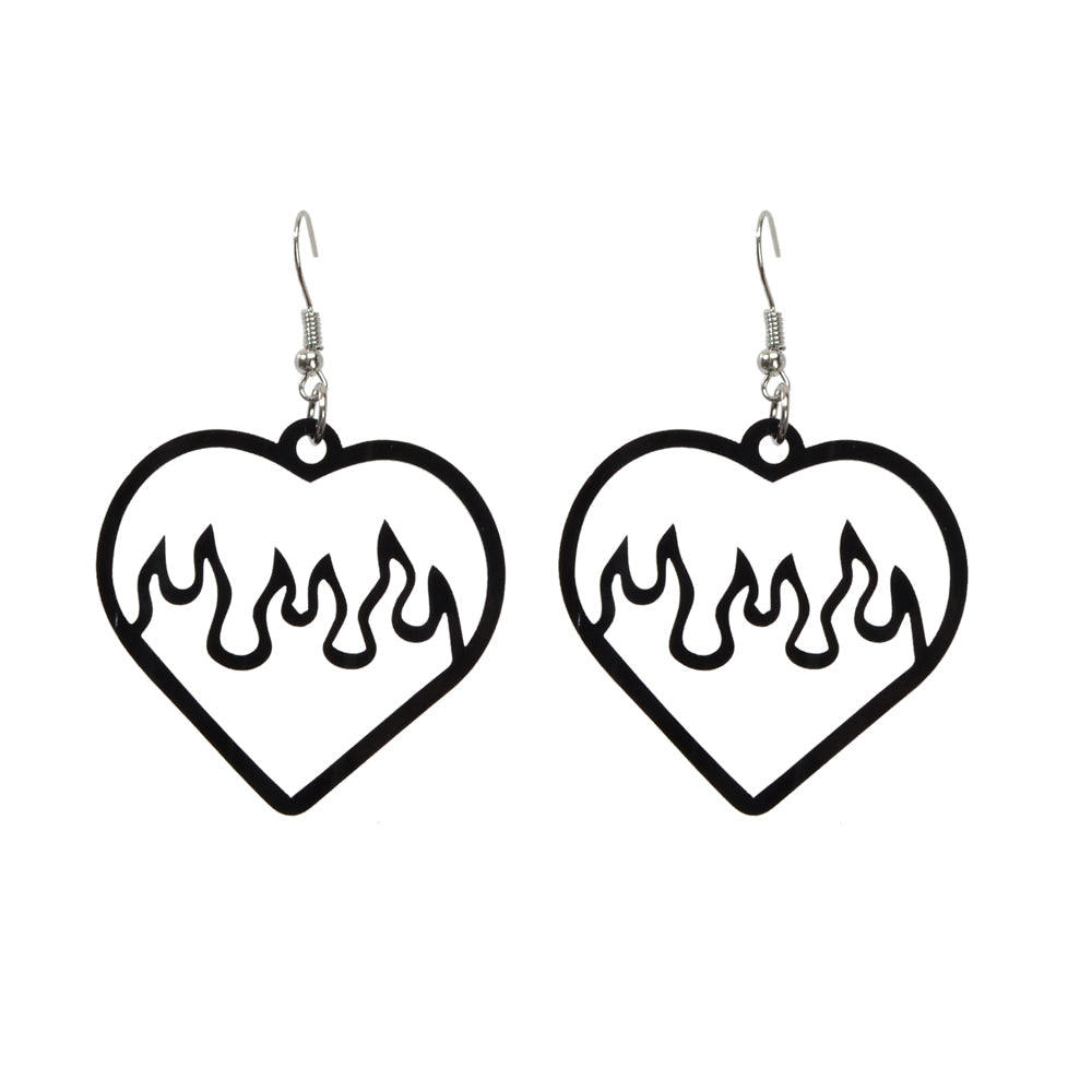Feelontop Acrylic Hollow Love Heart Drop Earrings Party Women Gift Accessories-5