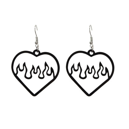 Feelontop Acrylic Hollow Love Heart Drop Earrings Party Women Gift Accessories-5