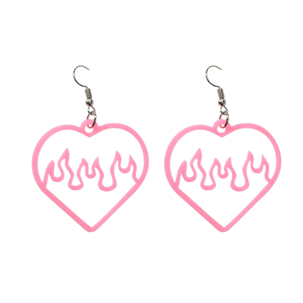 Feelontop Acrylic Hollow Love Heart Drop Earrings Party Women Gift Accessories-1