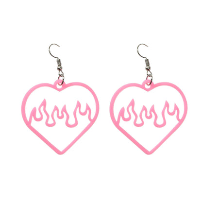 Feelontop Acrylic Hollow Love Heart Drop Earrings Party Women Gift Accessories-1