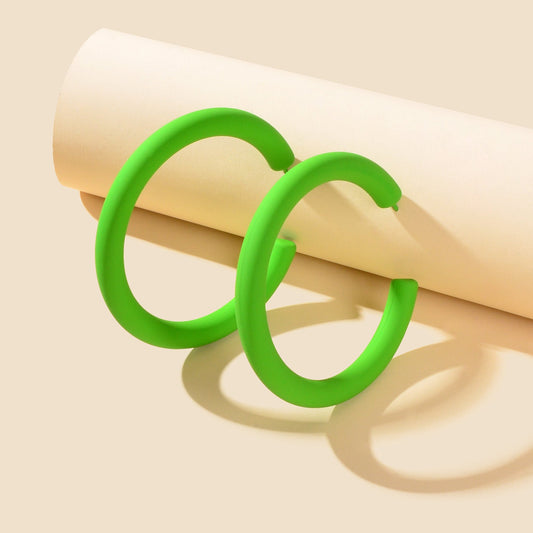 Candy Colour Hot Pink Green Acrylic Circle Hoop Earrings Girls Y2k Style Jewelry-1