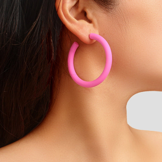 Candy Colour Hot Pink Green Acrylic Circle Hoop Earrings Girls Y2k Style Jewelry-0