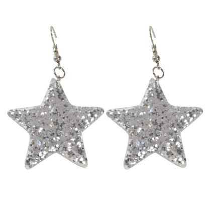 Silver Sequins Shinny Glitter Star Drop Earrings Wholesale Price Accessories-4