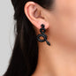 Punk Rock Black Snake Stud Earrings Vintage Gothic Cosplay Music Festival Jewelry-0