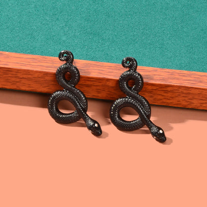 Punk Rock Black Snake Stud Earrings Vintage Gothic Cosplay Music Festival Jewelry-1