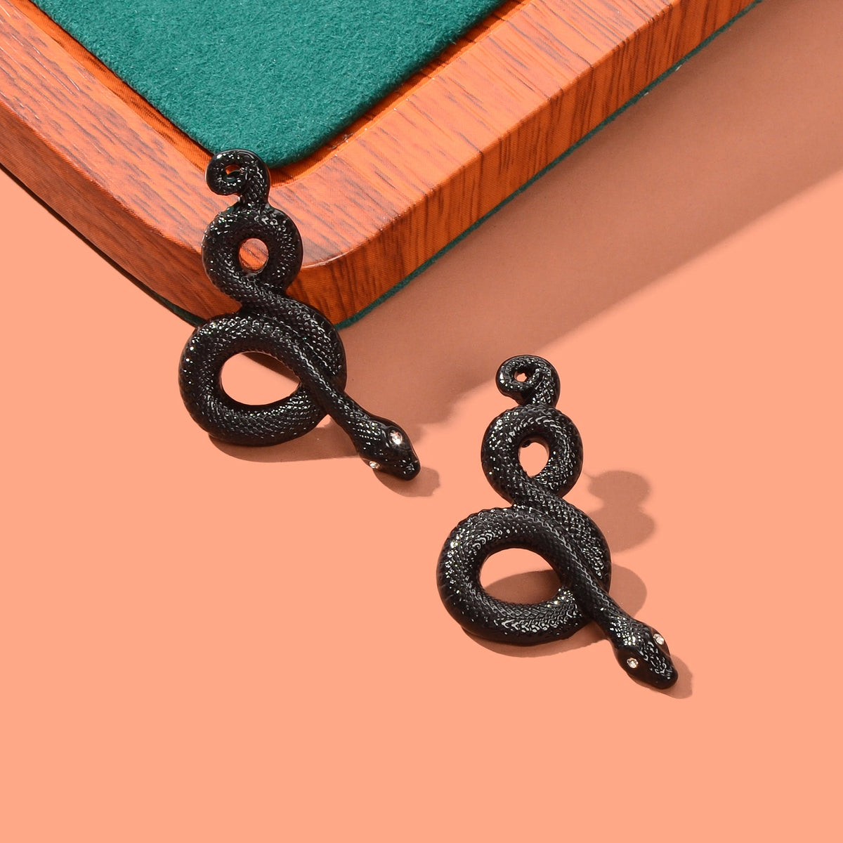 Punk Rock Black Snake Stud Earrings Vintage Gothic Cosplay Music Festival Jewelry-2