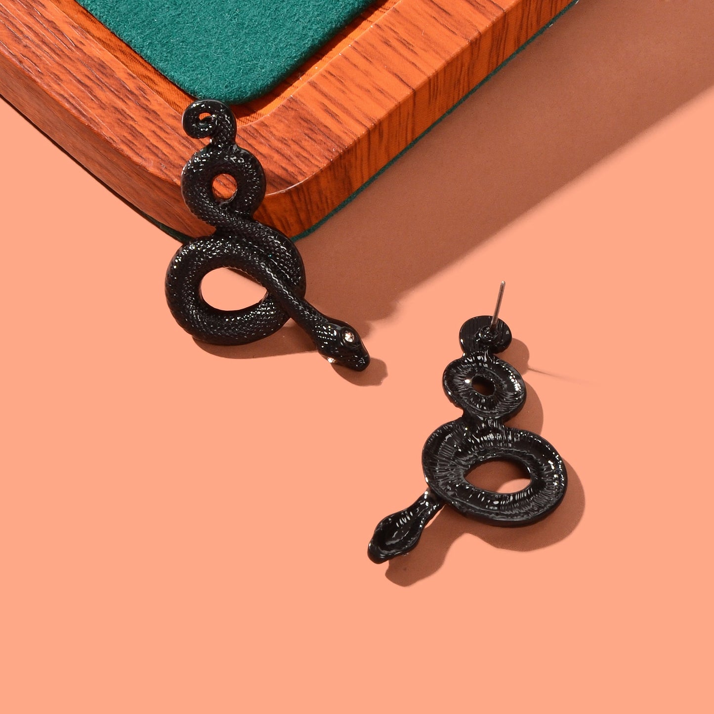 Punk Rock Black Snake Stud Earrings Vintage Gothic Cosplay Music Festival Jewelry-4