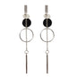 Gold Silver Round Circle Bar Geometric Drop Stud Tassel Earrings Accessories-4