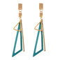 Gold Metal Geometric Triangle Dangle Stud Earring Women Textured Accessories-5