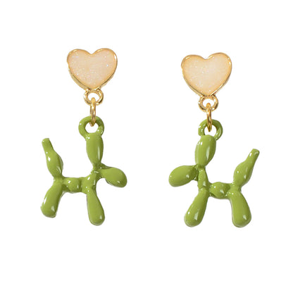 Lovely Jewellery Heart Green Dog Dangle Earrings Wholesale Price Cartoons Gift-3