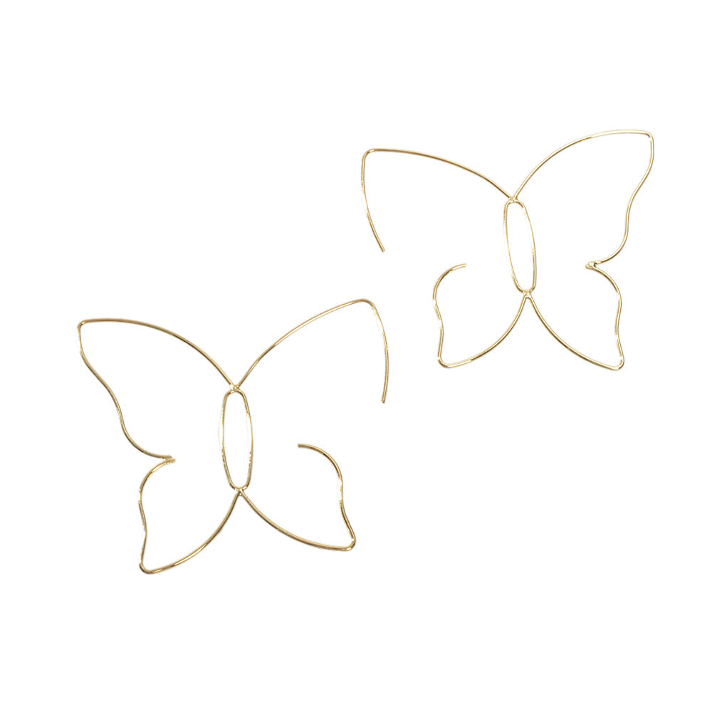 Gold Minimalist Butterfly Geometric Statement Drop Earrings Women Accessories-3