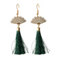 Ethnic Traditional Gold Sector Tassel Dangle Pendant Earrings American Jewellery-3