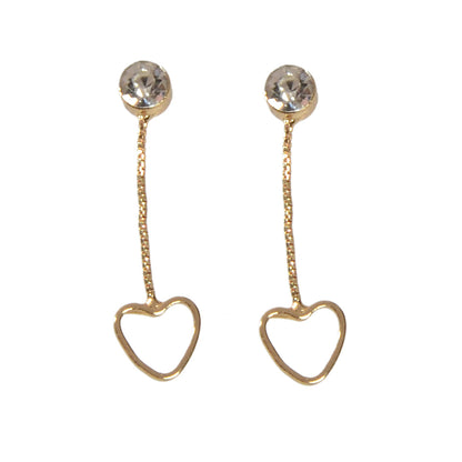 Female Jewellery Simulated Zircon Gold Chain Love Heart Charm Pendant Earrings-4