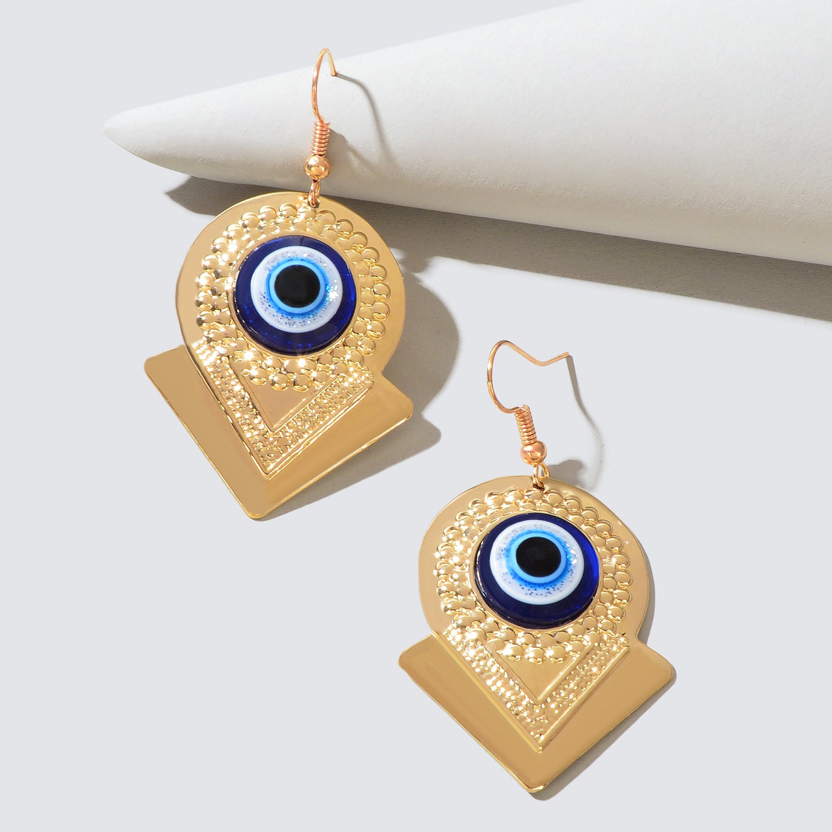 Stylish Blue Eye Golden Round Arrow Dangle Earrings for Women Party Daily Jewelry-1