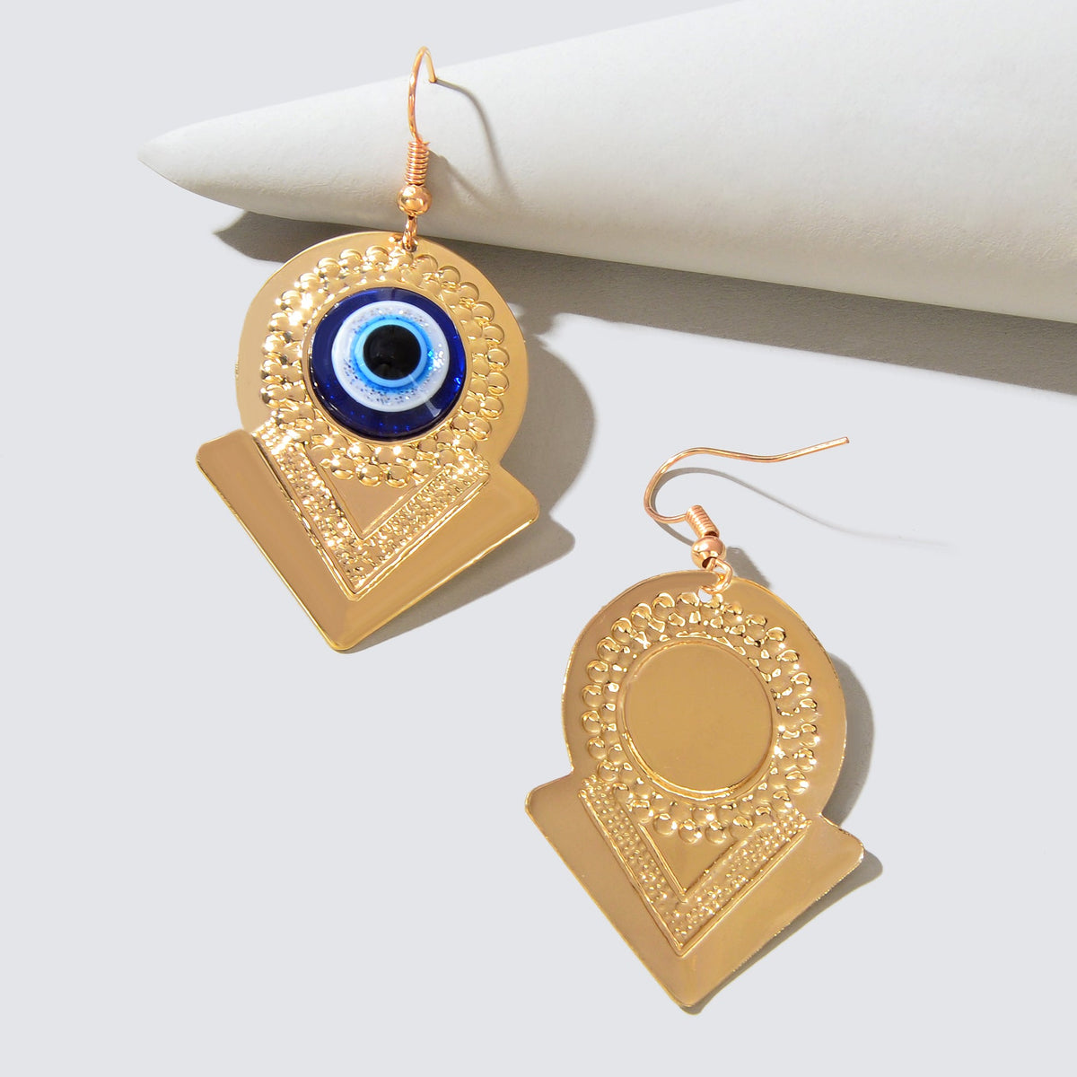 Stylish Blue Eye Golden Round Arrow Dangle Earrings for Women Party Daily Jewelry-2
