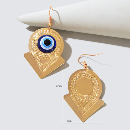 Stylish Blue Eye Golden Round Arrow Dangle Earrings for Women Party Daily Jewelry-3