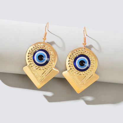Stylish Blue Eye Golden Round Arrow Dangle Earrings for Women Party Daily Jewelry-4