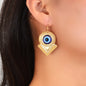 Stylish Blue Eye Golden Round Arrow Dangle Earrings for Women Party Daily Jewelry-0