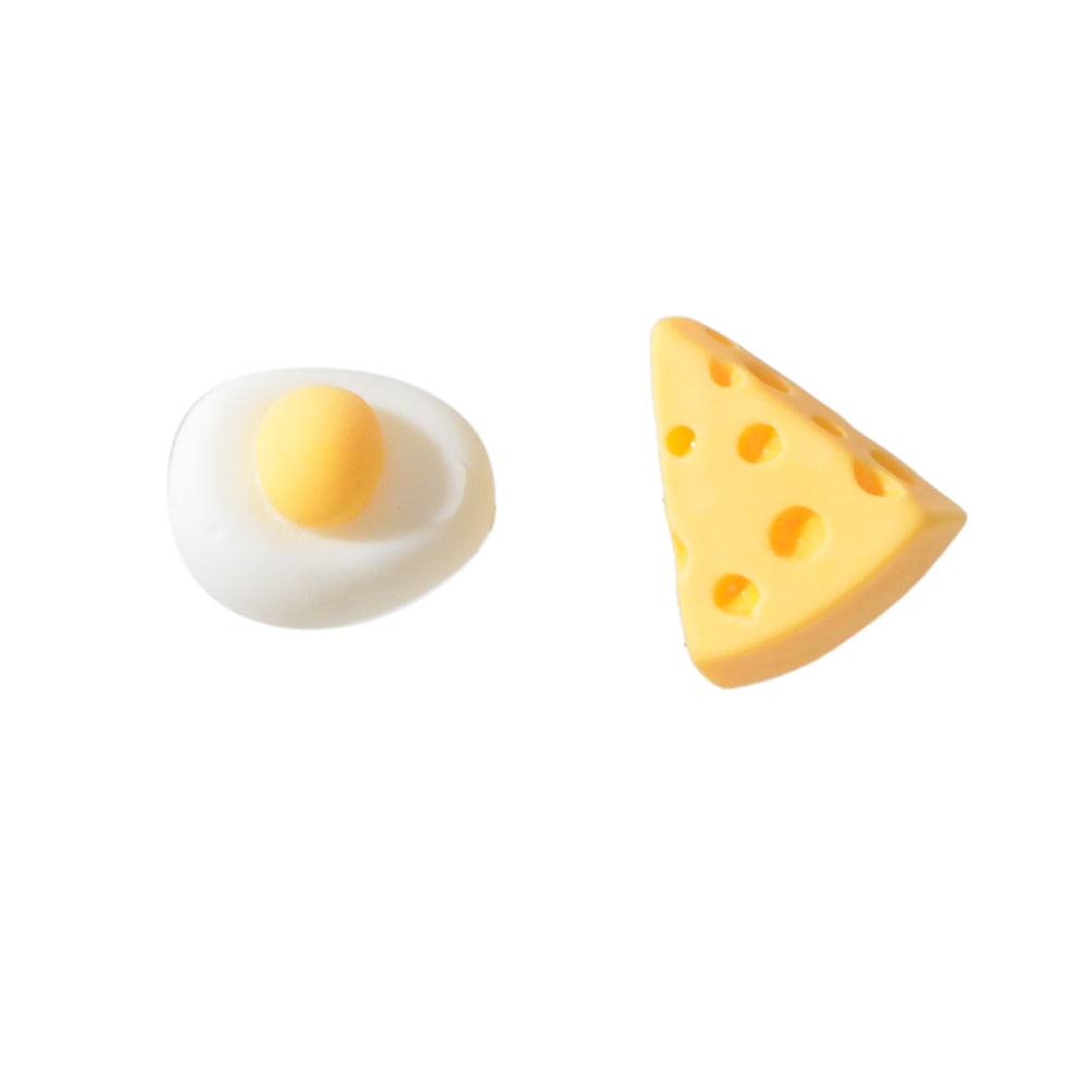 Cartoon Egg Cheese Stud Asymmetric Hypoallergenic Earrings Funny Gifts for Women-4