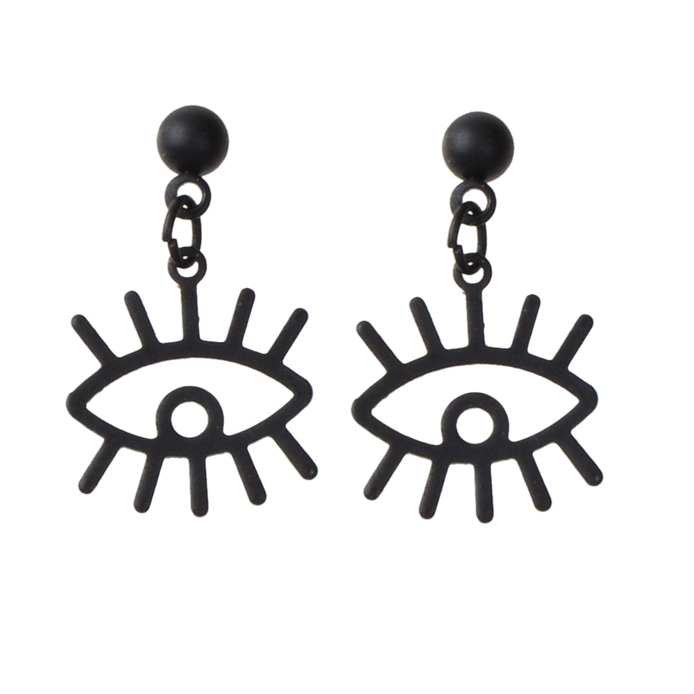 Punk Minimalist Jewellery Black Eye Drop Dangle Earrings Women Girls Accessories-3