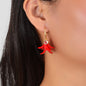 Graceful Red Flower Petal Hoop Stud Earrings for Women Party Dating Jewelry-0