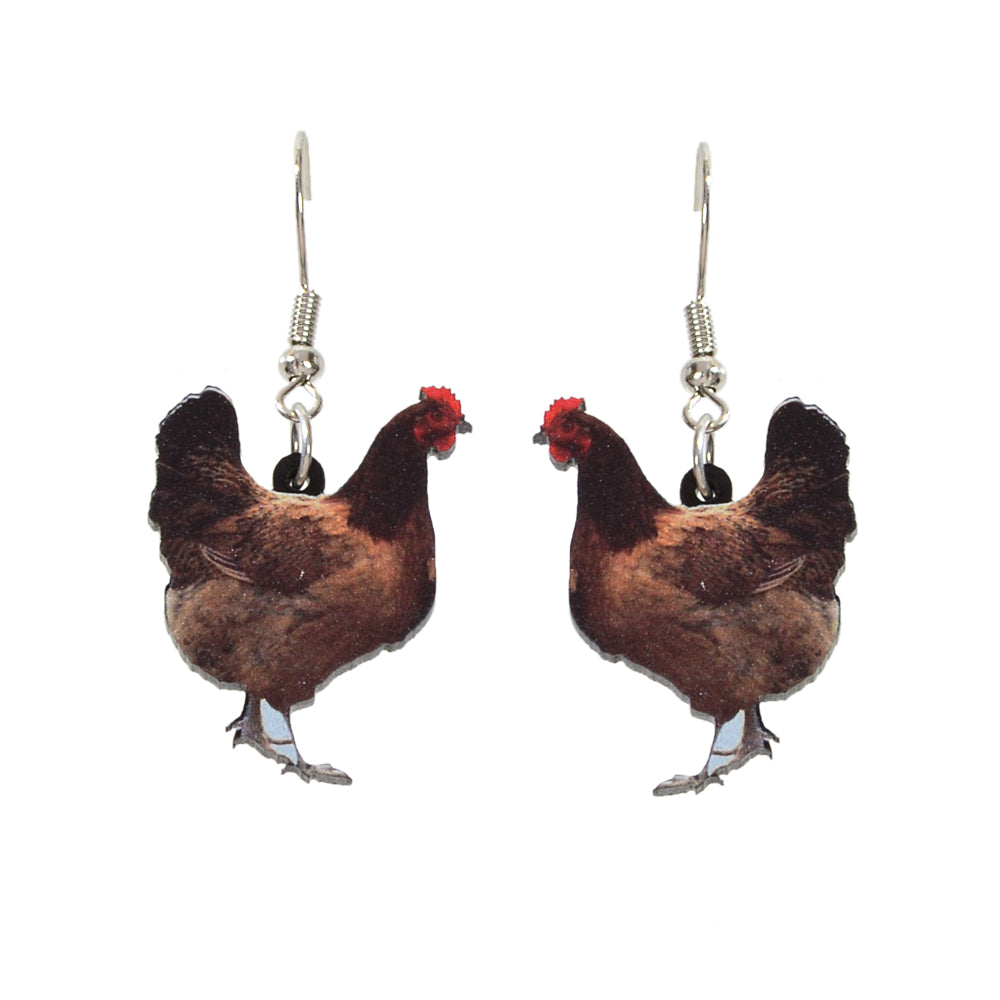 AU Post Women Jewellery Acrylic Brown Big Cock Drop Dangle Statement Earrings-4