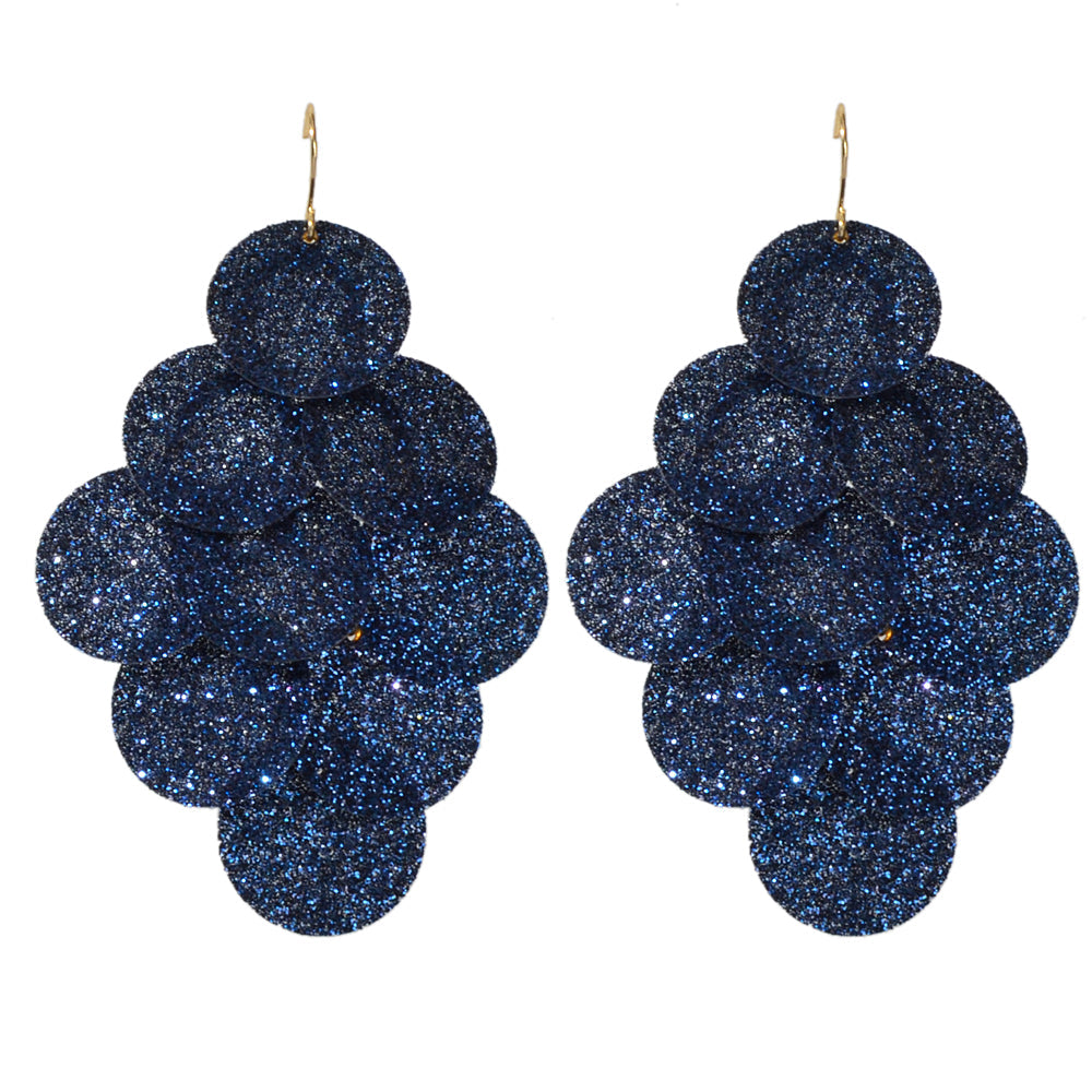 Awesome Navyblue Round Disc Spinning Shining Chunky Chandelier Big Earrings Gift-4