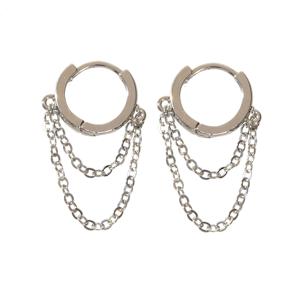 Silver Chain Circle Statement Round Hoop Earrings Women Teens Punk Jewelry Gift-0
